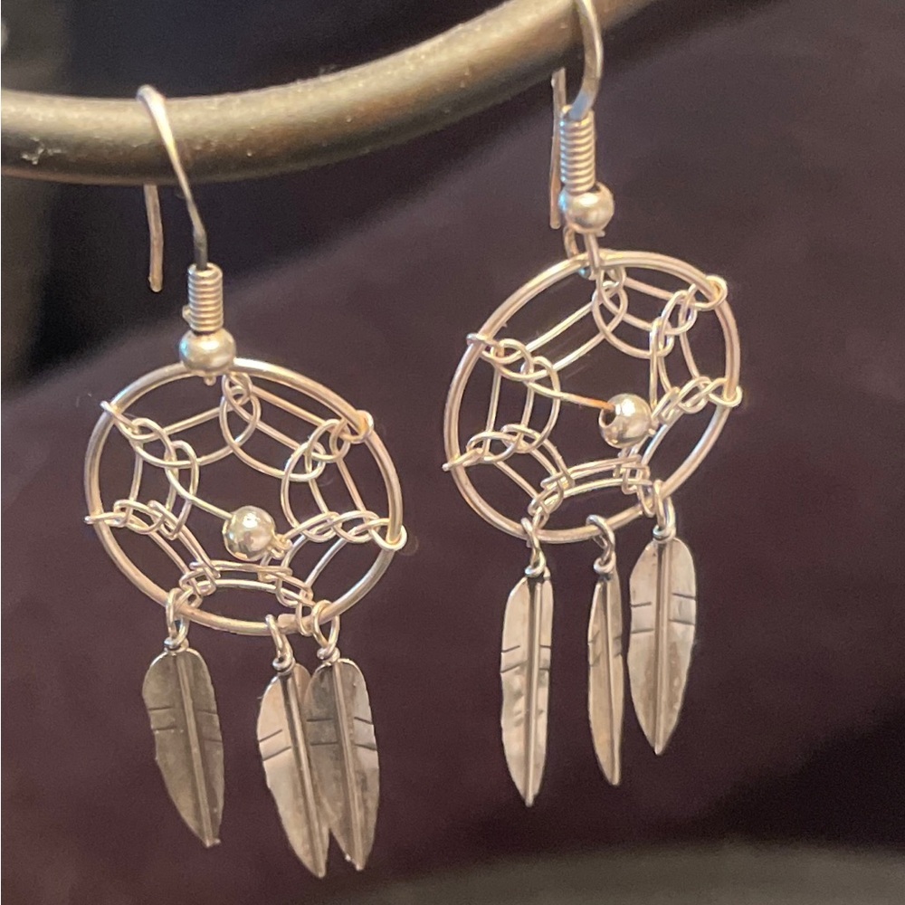 Elegant Silver Dreamcatcher Earrings